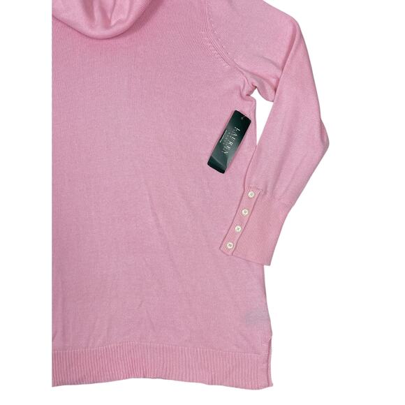 Lauren Ralph Lauren Woven Cowl Neck Sweater Modern Pink 1X Wool Blend Casual NWT - Picture 3 of 9